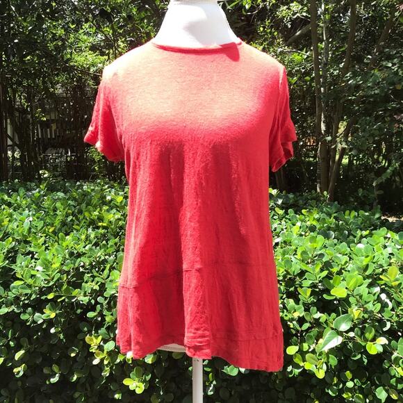 J Jill love red linen crossover hem tee - Picture 1 of 4